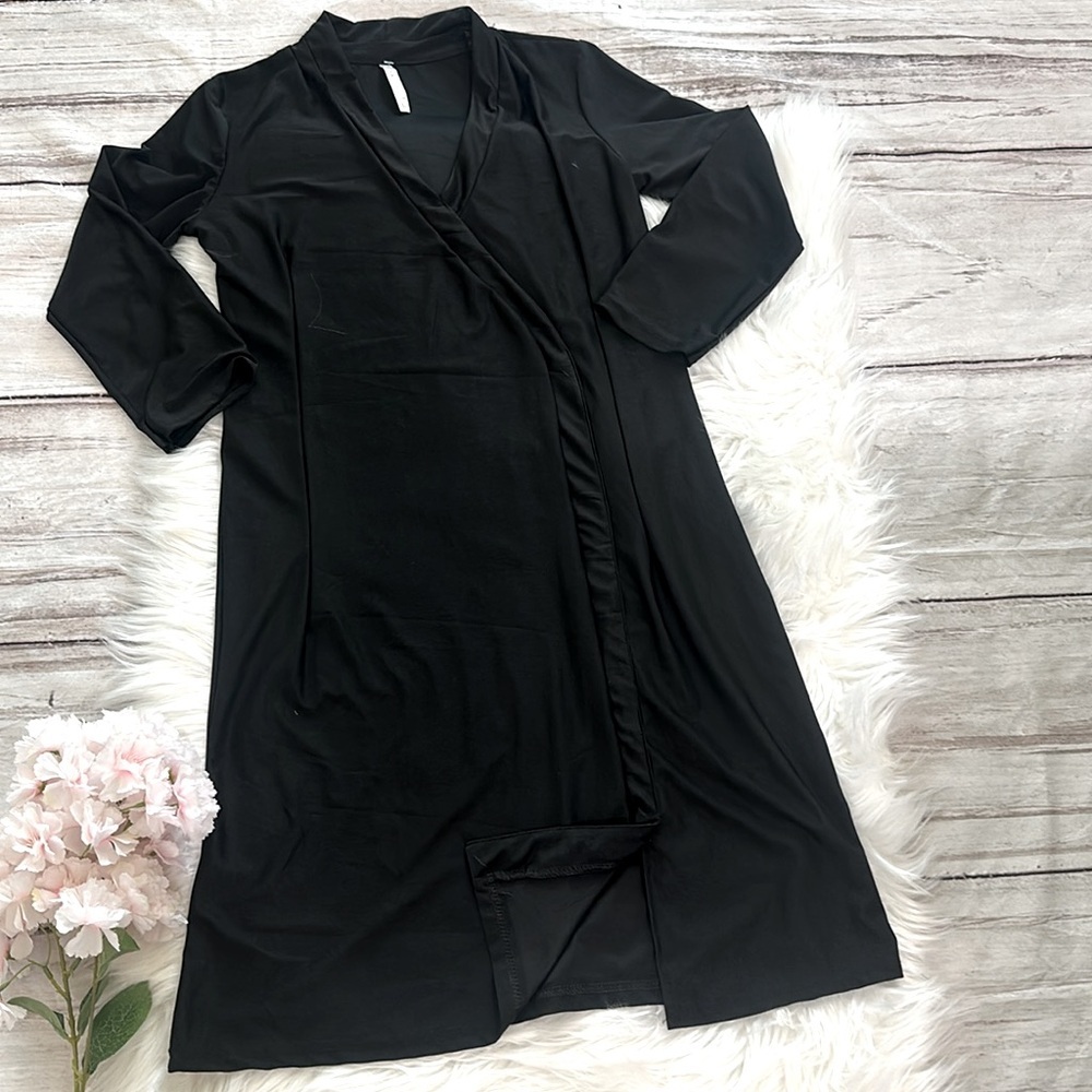 Michael F Women Wrap Front Black Dress Size Large
